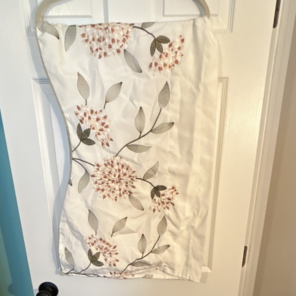 Pocket Rod Curtain Valance Lot 2 Cream Green Piping Floral 60 X 20